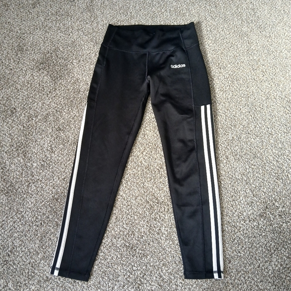 Adidas‎ Women's Black Leggings with White Stripes - Picture 3 of 16